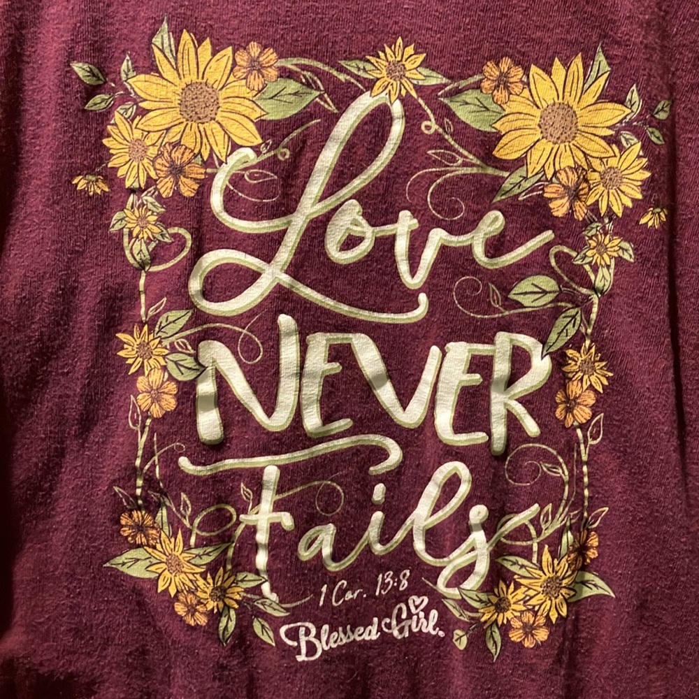 Blessed Girl Maroon Sunflower Long Sleeve Shirt - Picture 4 of 4